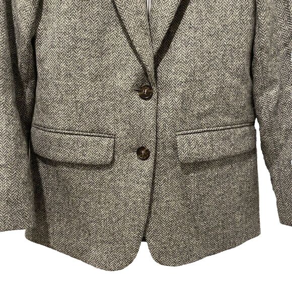 JCrew Womens Size 0 Gray Wool Tweed Herringbone Jacket Blazer - Picture 3 of 7